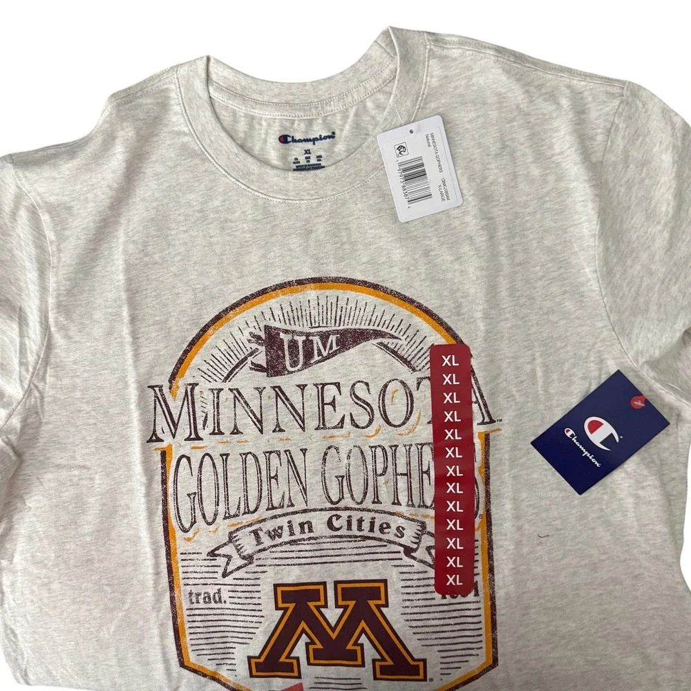 NWT Champion Minnesota Golden Gophers T-Shirt Unisex XL Extra Large Gray Tee - Picture 10 of 11